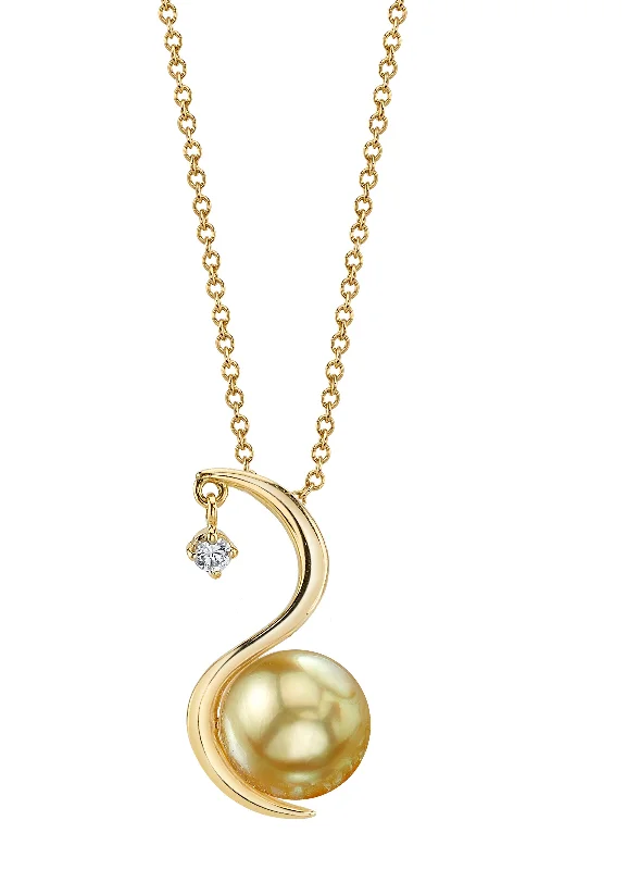 Golden South Sea Pearl & Diamond Nile Pendant