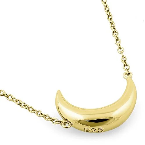 Sterling Silver Yellow Gold Half Moon Necklace