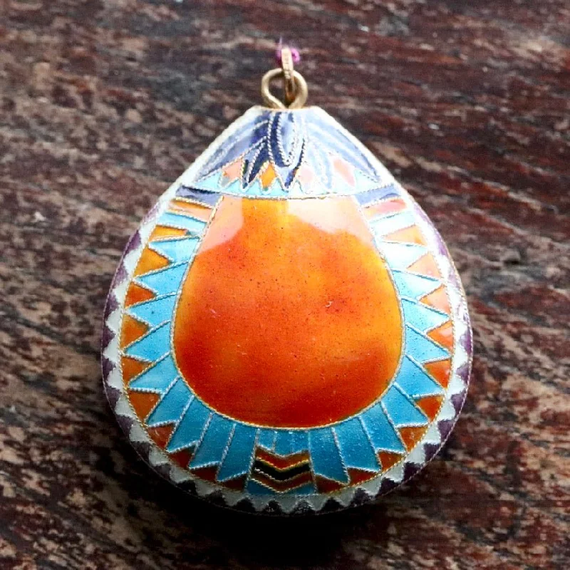 Vintage Shashi Orange Scarab Pendant