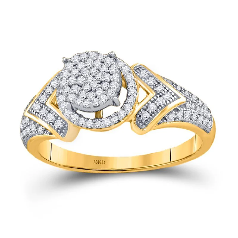 10kt Yellow Gold Womens Round Diamond Cluster Ring 1/3 Cttw