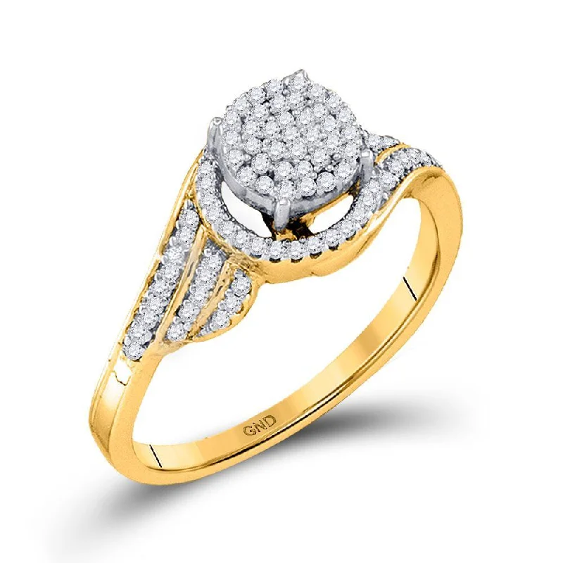 10kt Yellow Gold Womens Round Diamond Cluster Ring 1/4 Cttw