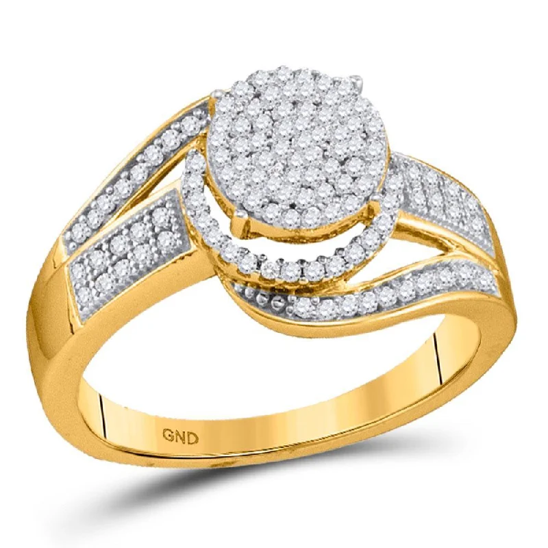 10kt Yellow Gold Womens Round Diamond Cluster Ring 3/8 Cttw