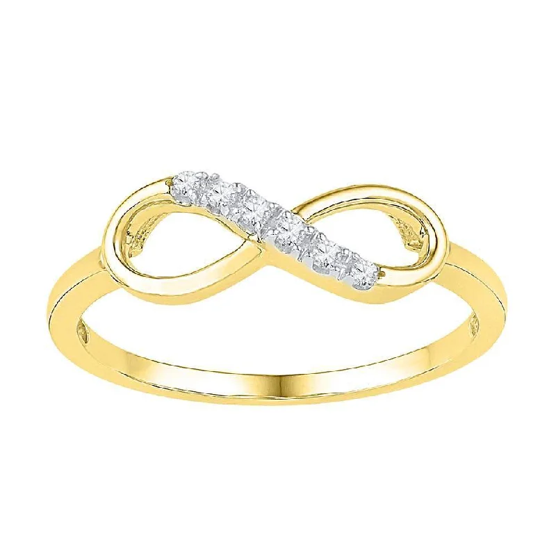 10kt Yellow Gold Womens Round Diamond Infinity Ring 1/20 Cttw