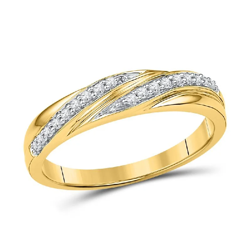 10kt Yellow Gold Womens Round Diamond Simple Band Ring 1/10 Cttw