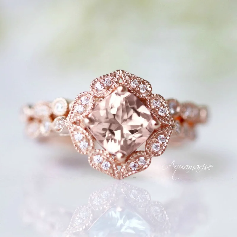 Luxe Morganite Ring-  14k Rose Gold Vermeil