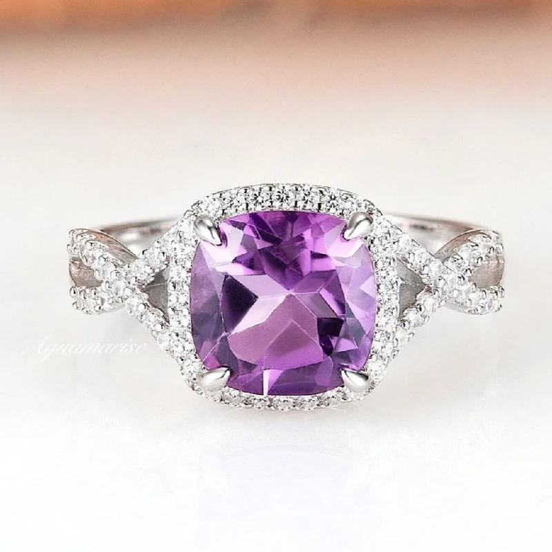 Flair Amethyst Ring- Sterling Silver