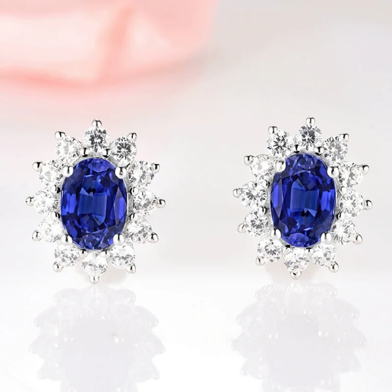 Diana Blue Sapphire Earrings- Sterling Silver