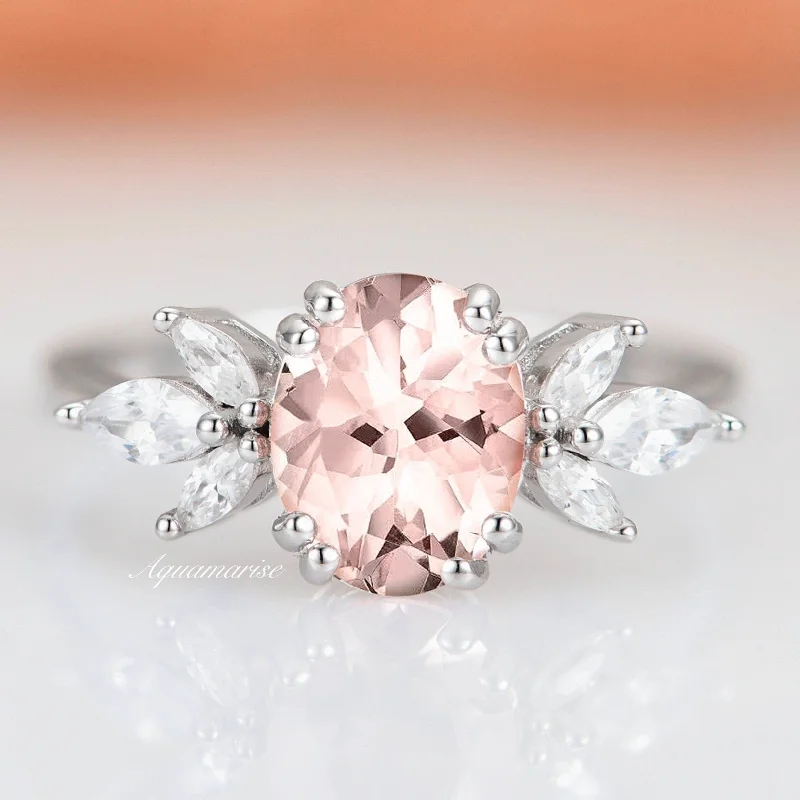 Eva Morganite Ring- Sterling Silver