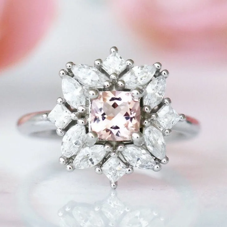 Magnolia Morganite Ring- Sterling Silver