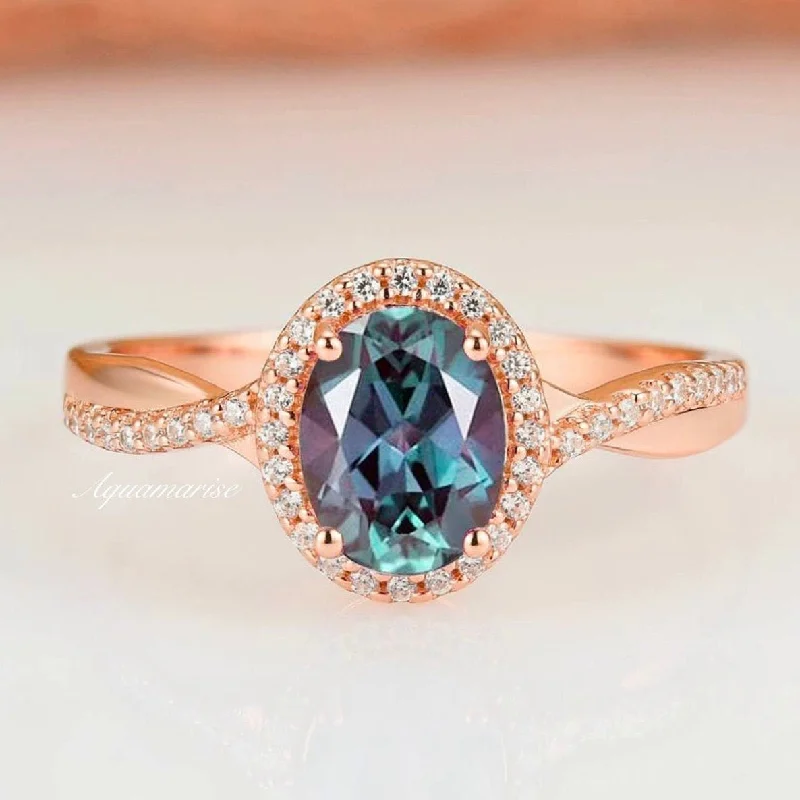 Gemma Alexandrite Ring- 14K Rose Gold Vermeil