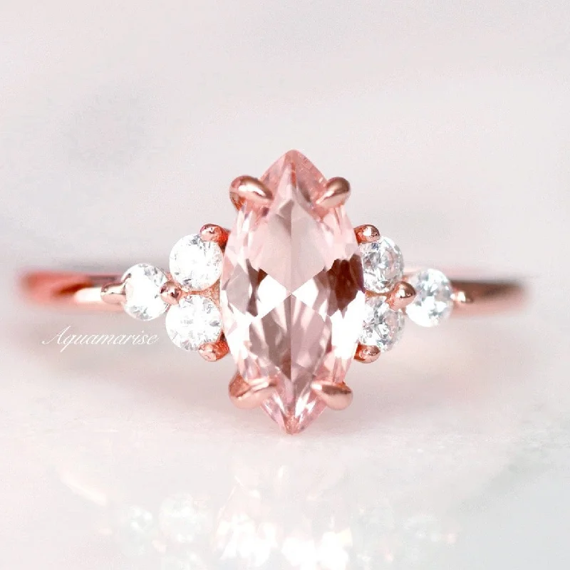 Nadia Morganite Ring- 14K Rose Gold Vermeil