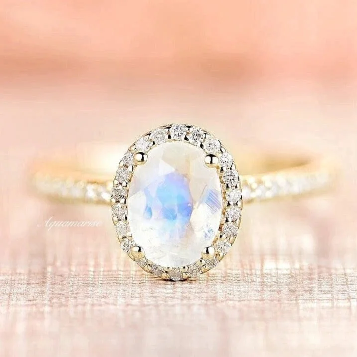 Iris Moonstone Ring- 14K Yellow Gold Vermeil