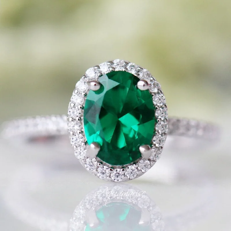 Iris Emerald Ring- Sterling Silver