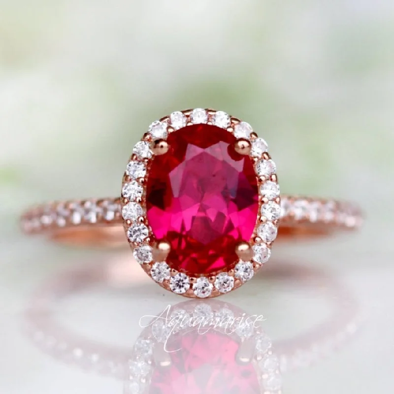 Iris Ruby Ring- 14K Rose Gold Vermeil