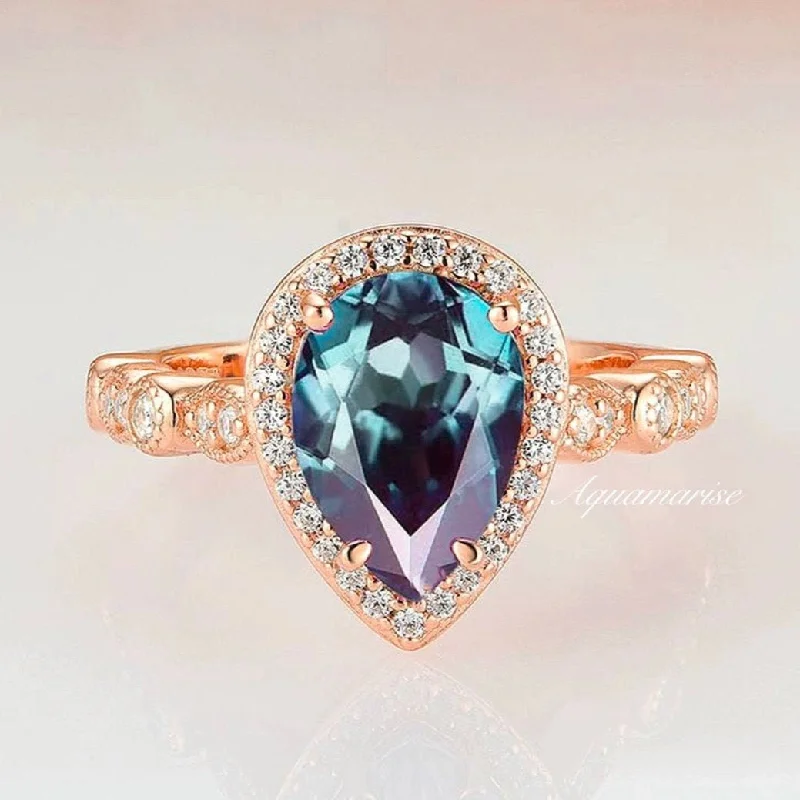 Luxe Alexandrite Ring- 14K Rose Gold Vermeil