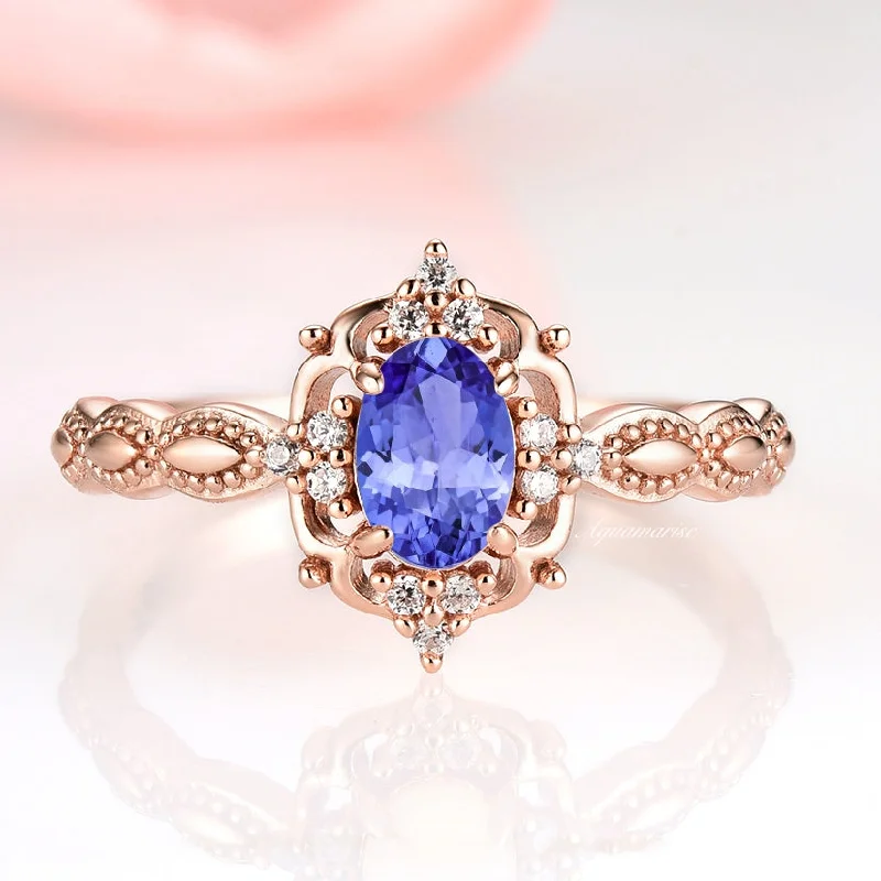 Claire Tanzanite Ring- 14K Rose Gold Vermeil