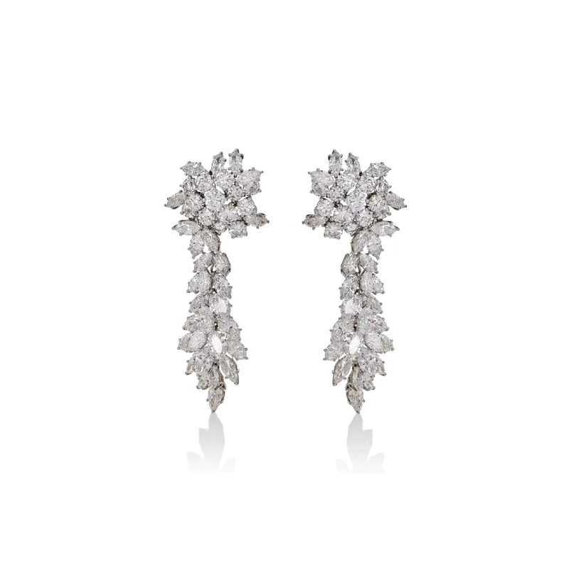 1950s Platinum Diamond Earrings