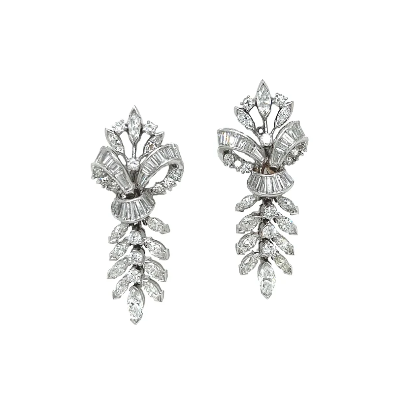 1970s Platinum Diamond Earrings