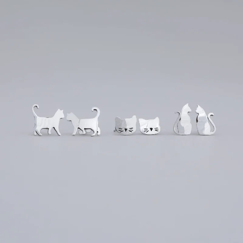 Cat Lovers Post Earrings - set of 3