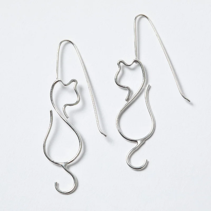 Minimalist Cat Wire Sterling Earrings