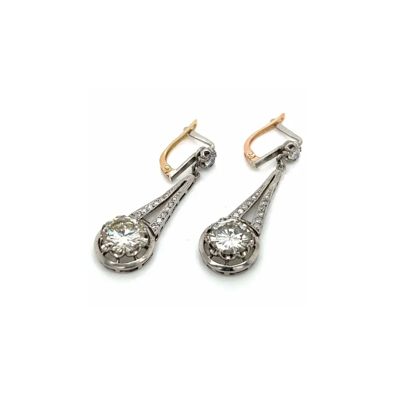 Art Deco Platinum Diamond Earrings