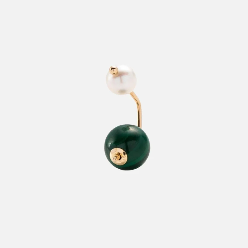 Bumble Bee Pearl Malachite Earring