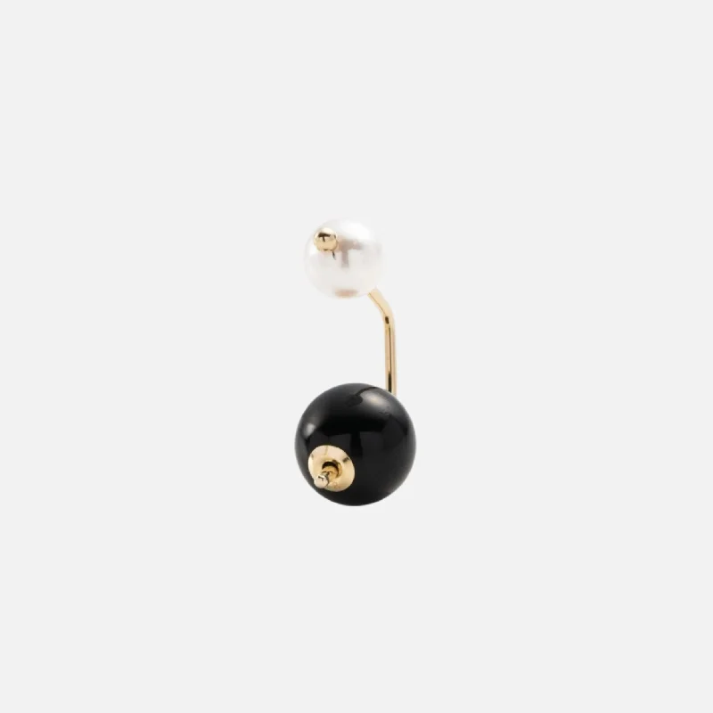 Bumble Bee Pearl Onyx Earring