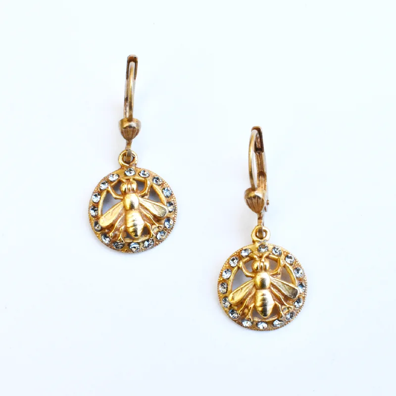 Crystal Halo Bee Earrings