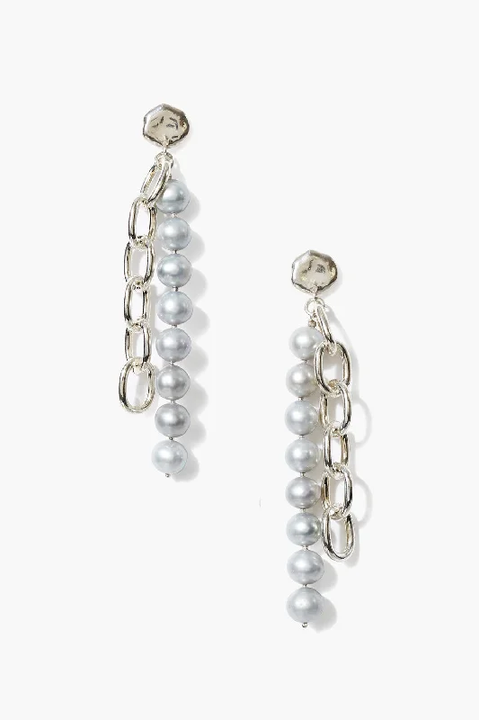 Esme Chain Earrings Grey Pearl