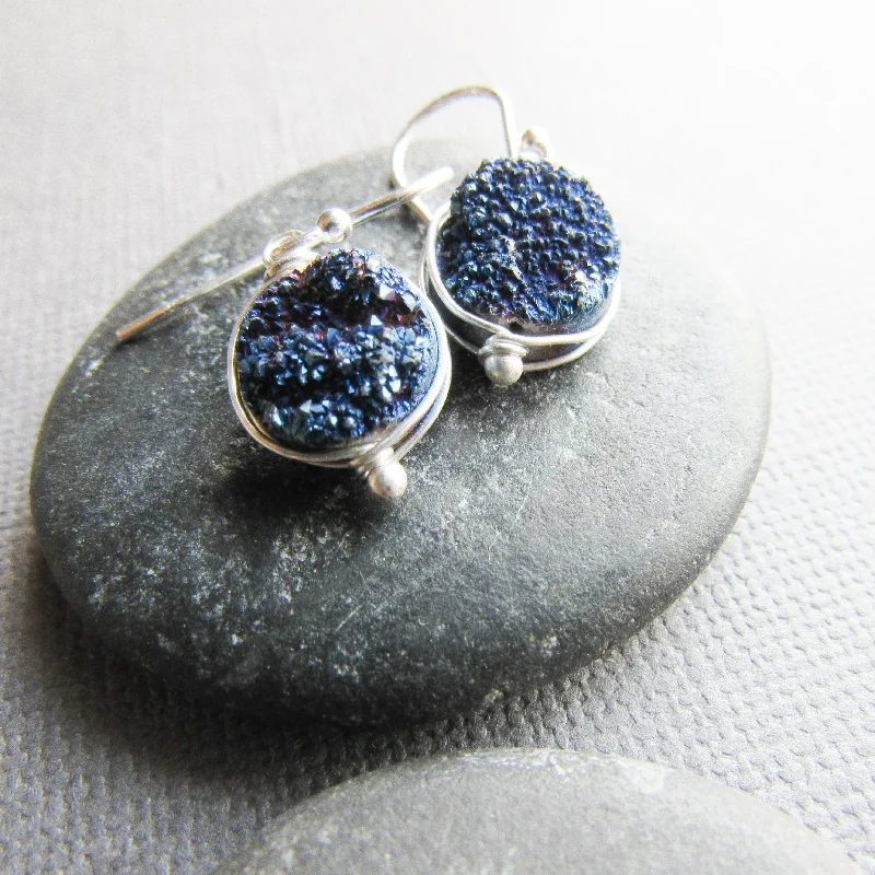 Midnight Blue Druzy Earrings