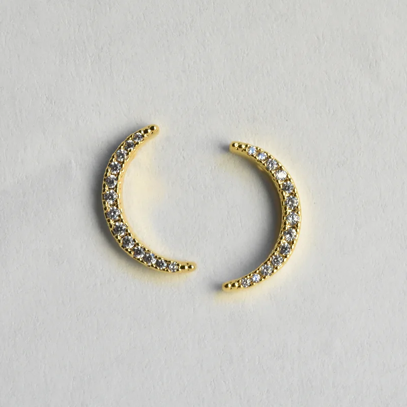 Petite Selene Crescent Posts in Yellow Gold Tone