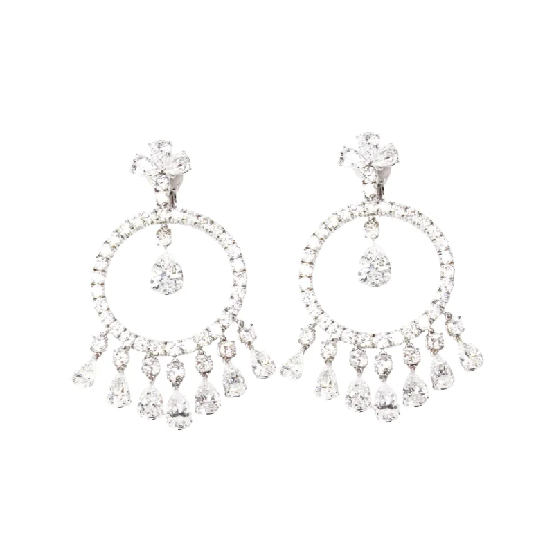 Post-1980s Platinum Diamond Chandelier Earrings