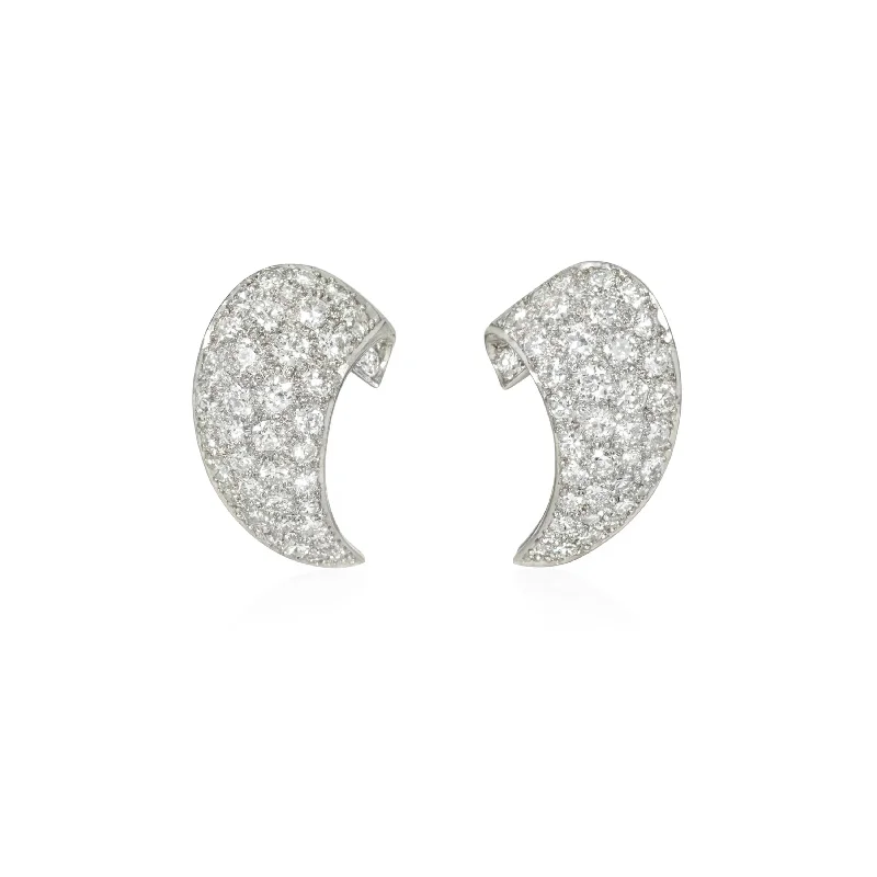 Retro Platinum Diamond Earrings