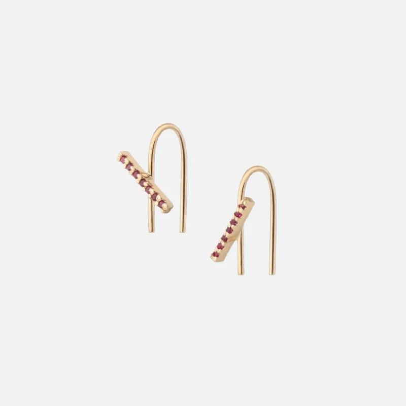 Ruby Horizon Mini Thread Earring