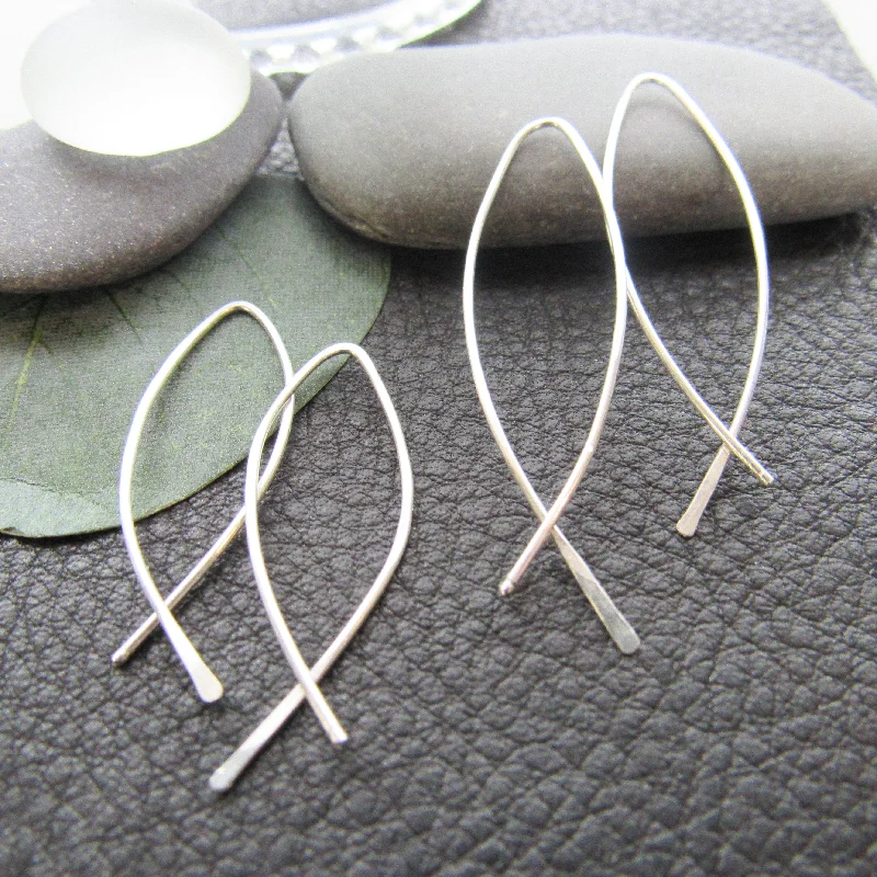 Minimalist Silver Feather Earrings - Two Sizes