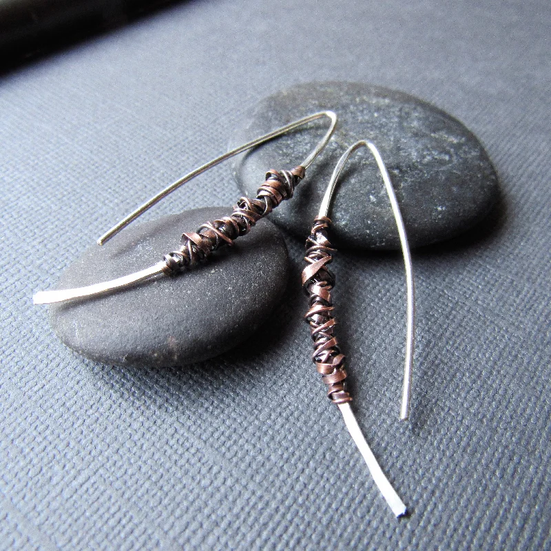 Simplicity Sterling Silver & Copper Wrap Earrings