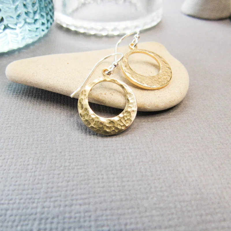 Small Hammered Brass Earrings