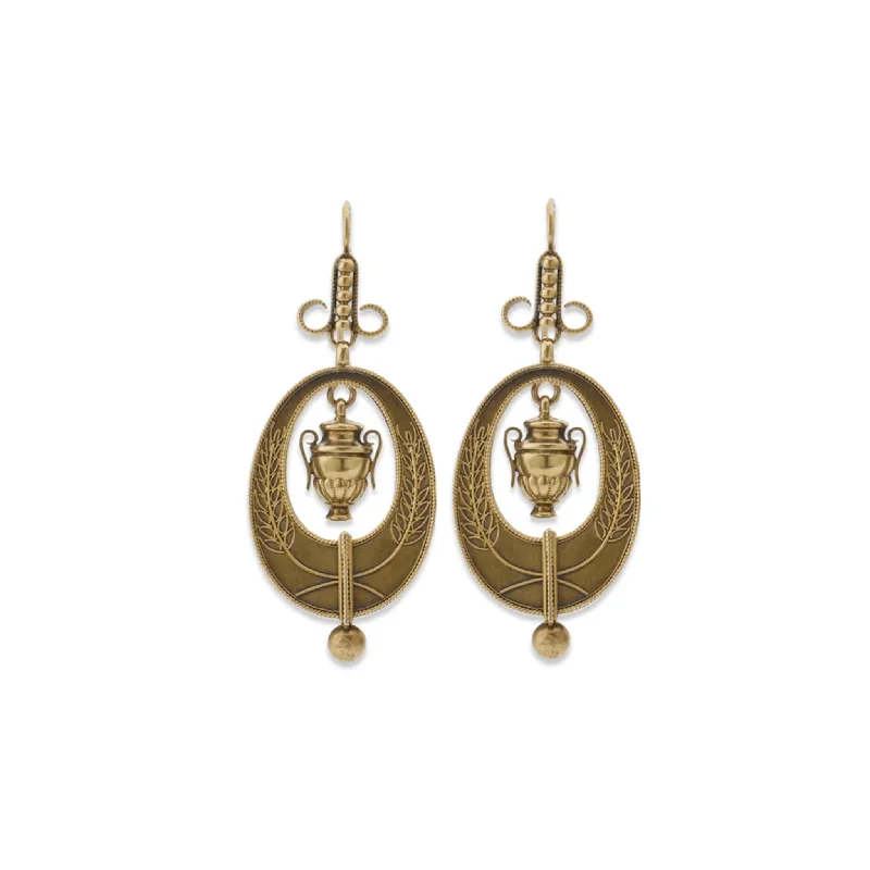 Victorian 18KT Yellow Gold Pendant Earrings