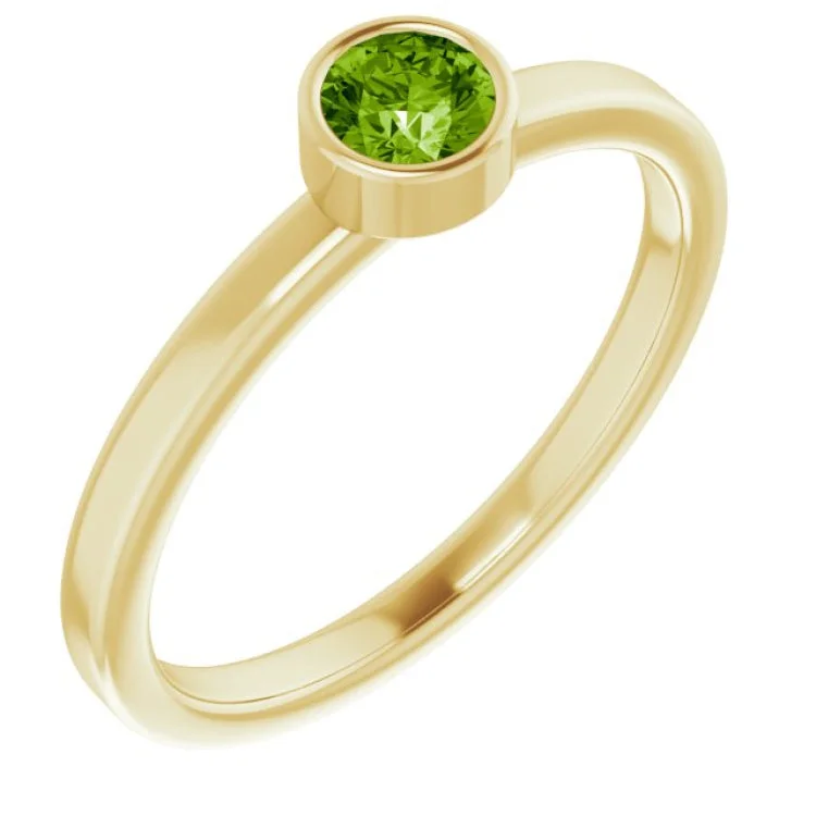 14K Yellow 4 mm Natural Peridot Ring