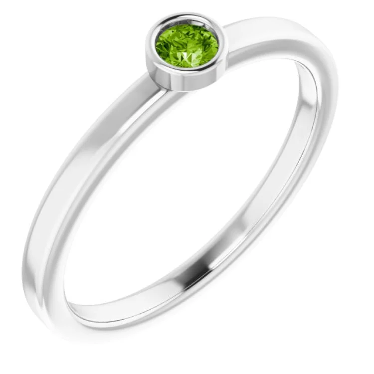 Platinum 3 mm Natural Peridot Ring