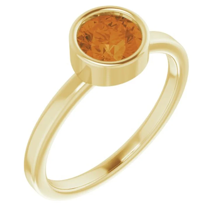 14K Yellow 6 mm Natural Citrine Ring