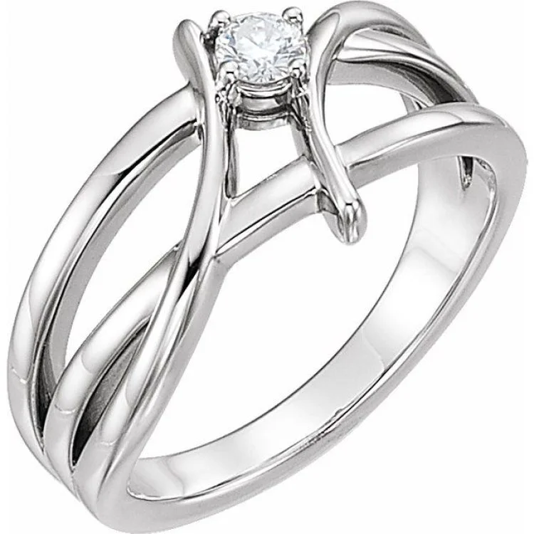 14K White 1/2 CT Natural Diamond Ring