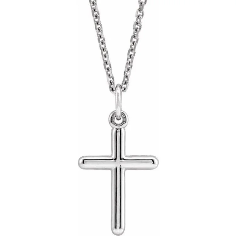 14K White 20x10.4 mm Cross 18" Necklace