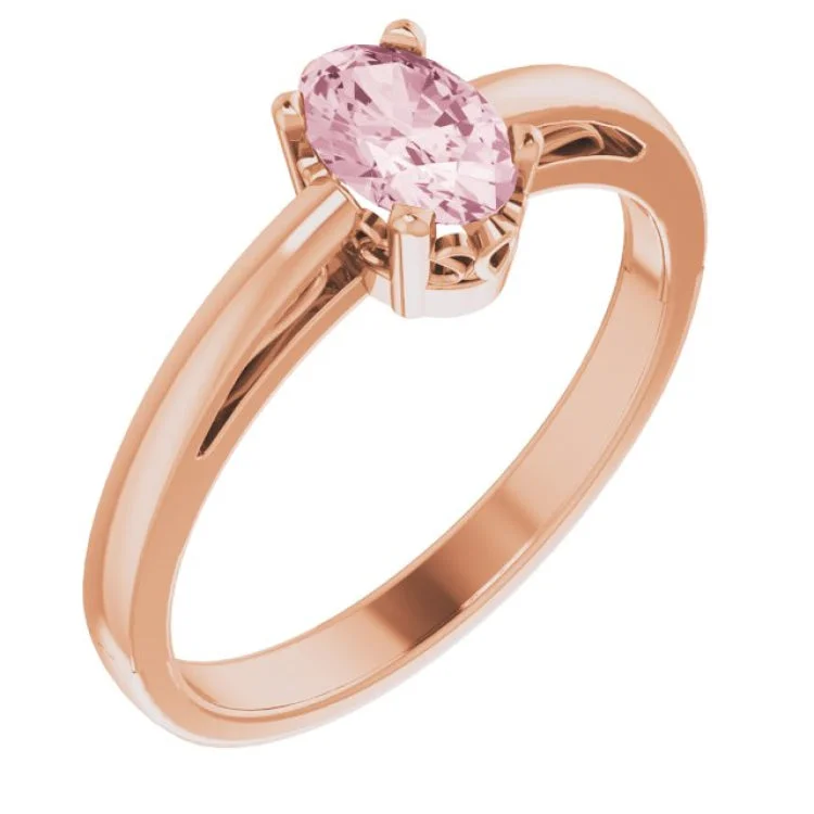 14K Rose Natural Morganite Solitaire Ring