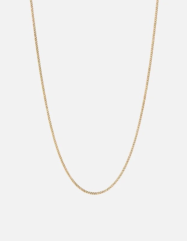 1.3mm Cuban Chain Necklace, Gold