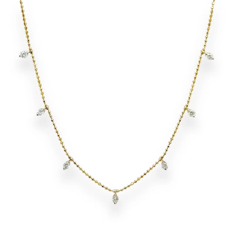 14K Y Gold 0.50ct H/I1 Diamond Drop Station Necklace