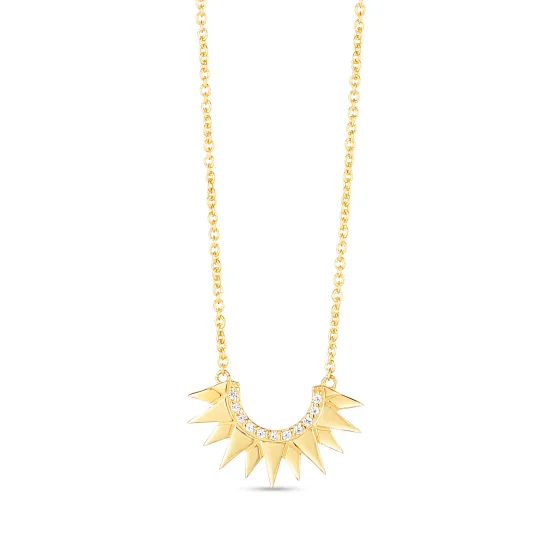 14K Y Gold 18" 0.55ctw Diamond Sunburst Necklace