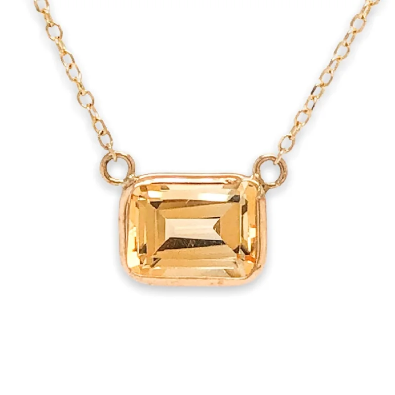 14K Y Gold 8X6mm Citrine Necklace