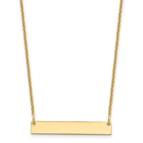 14K Y Gold Small Polished Bar Necklace