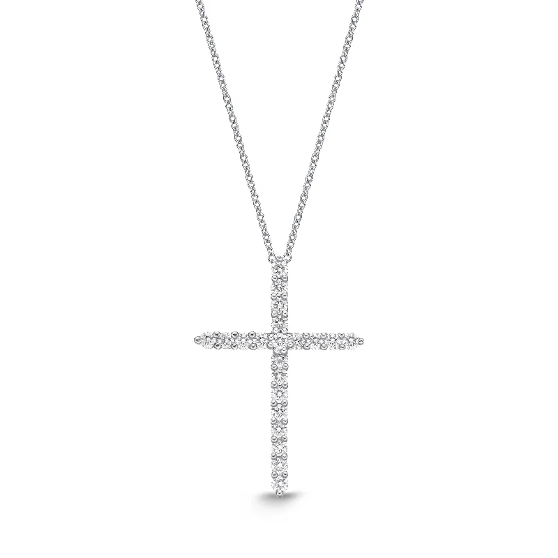 Diamond Cross Pendant in 18K White Gold .18ct